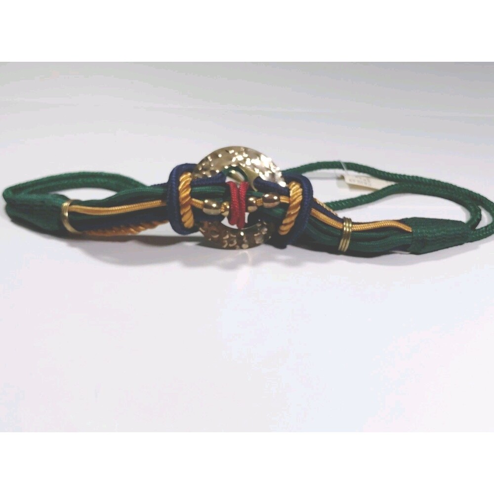 Vintage Fashion Bug 1X Colorful Gold Medallion Beaded Stretch Rope Belt